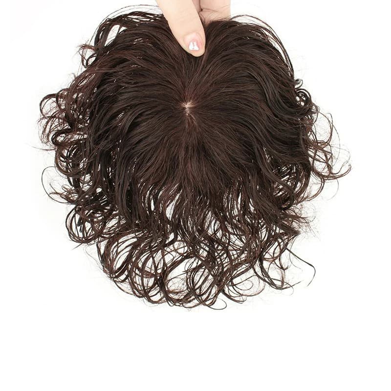 Couleur naturelle/marron foncé Toppers de cheveux humains pour les femmes 3 Clips en postiches boucl