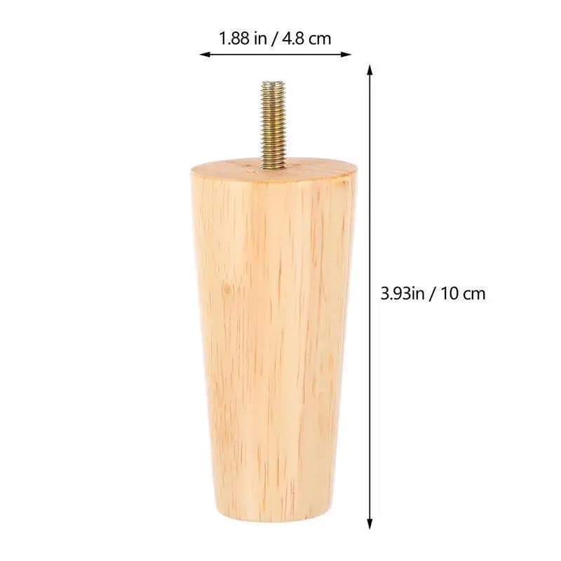 4 pièces pieds de meubles en bois massif hauteur 10/12/15CM droit robuste conique canapé-lit armoire