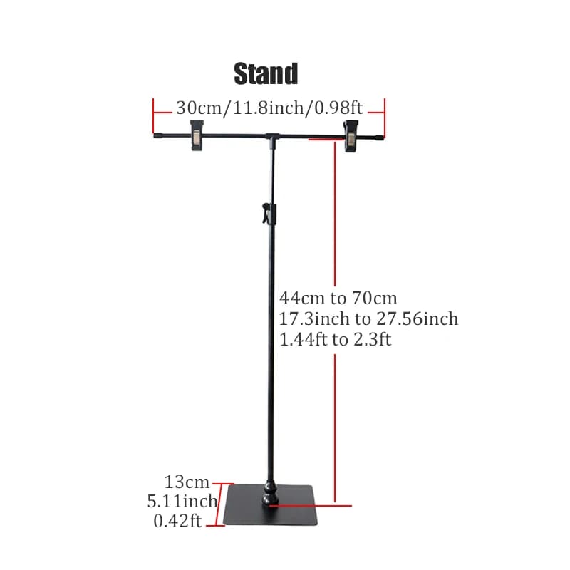 BFOLLOW – support de fond en forme de T de 30cm, avec accessoires d'arrière-plan en PVC de 40cm pour