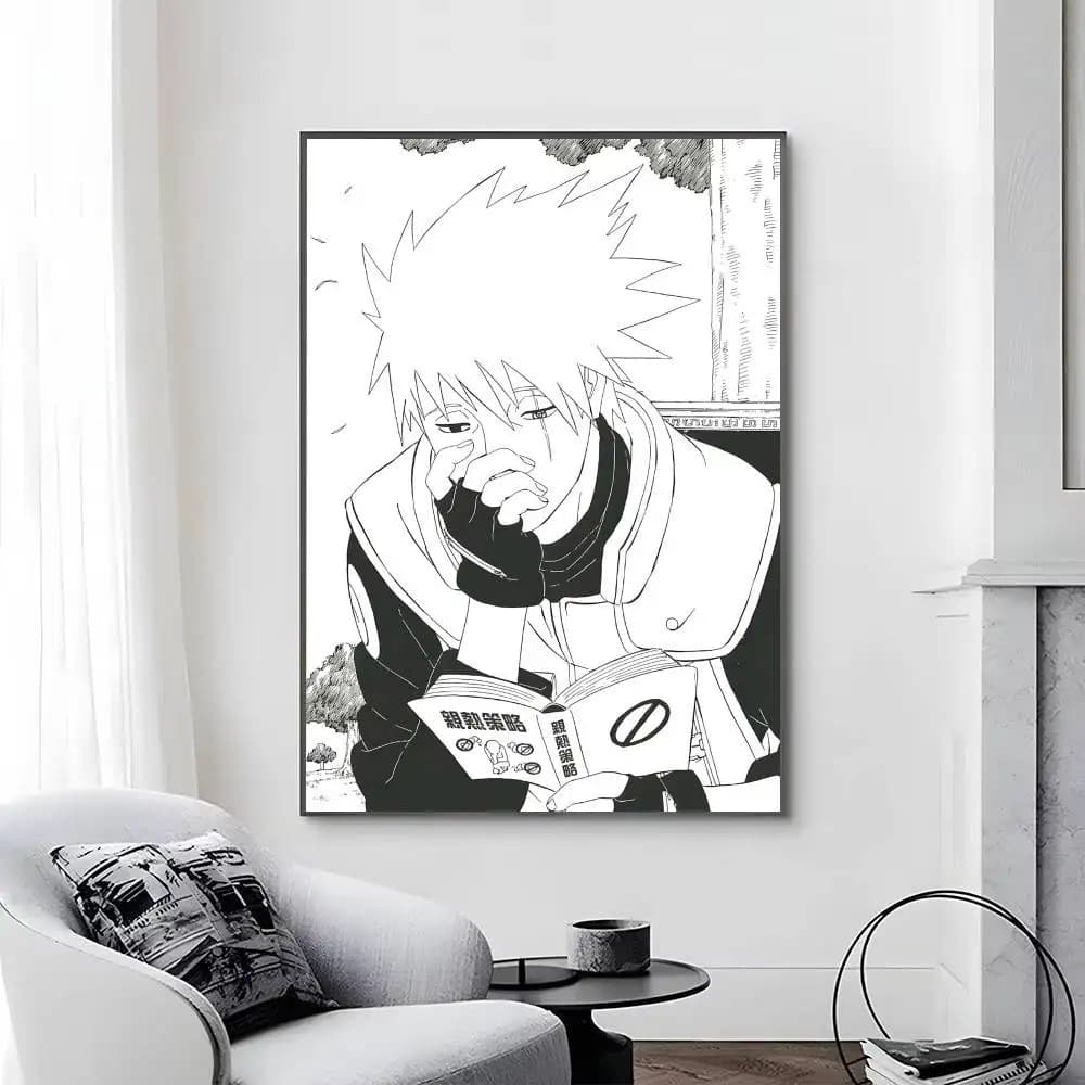 Affiches Manga Naruto noir et blanc, papier auto-adhésif, impression artistique pour la maison, salo