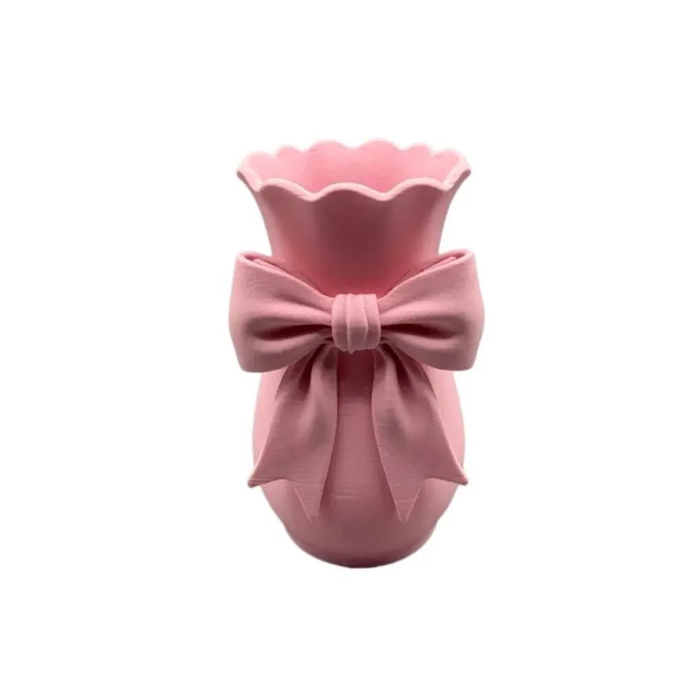 Vases à fleurs en forme de nœud rose au design torsadé, arrangement floral, vase décoratif imprimé e