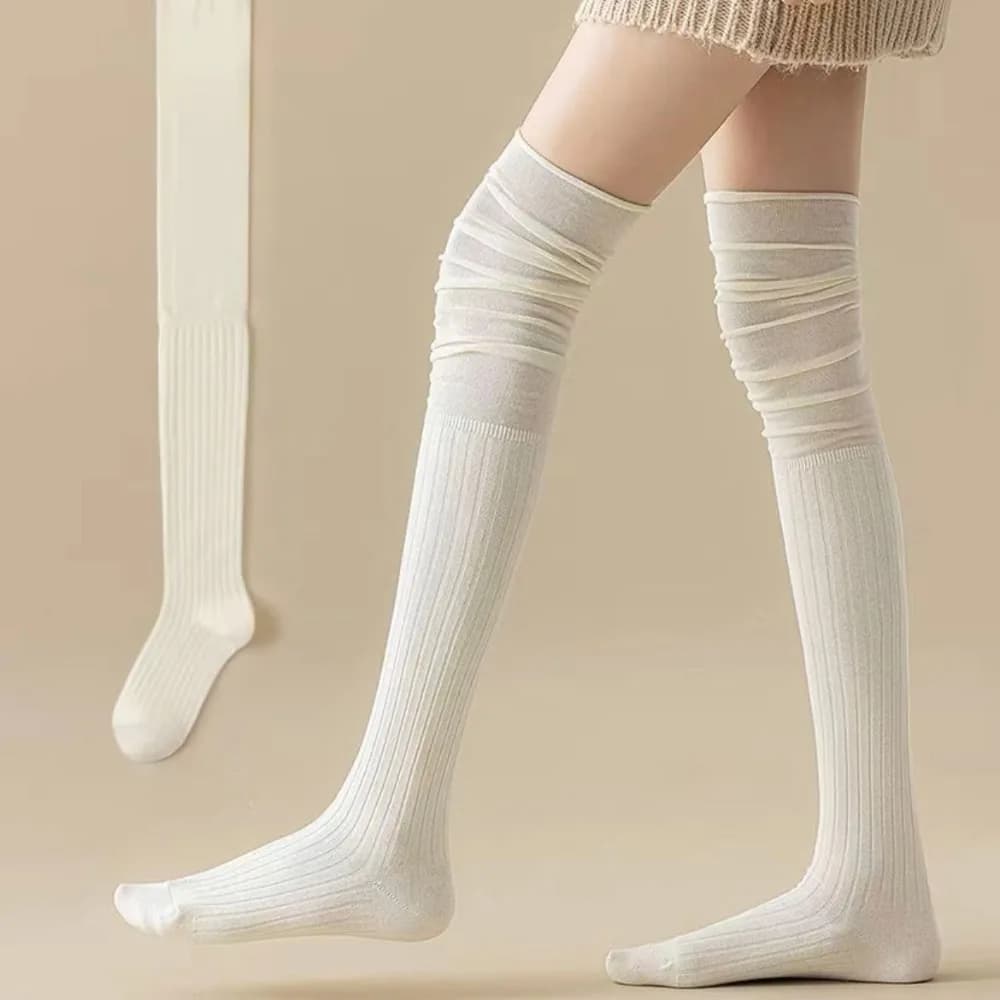 Collants thermiques décontractés au-dessus du genou pour femmes, chaussettes hautes, collants chauds