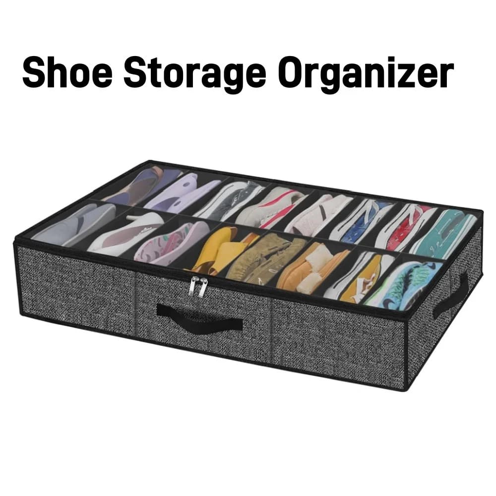 Boîte de rangement pour chaussures sous le lit, capacité 12 paires, sacs de rangement pliables pour 
