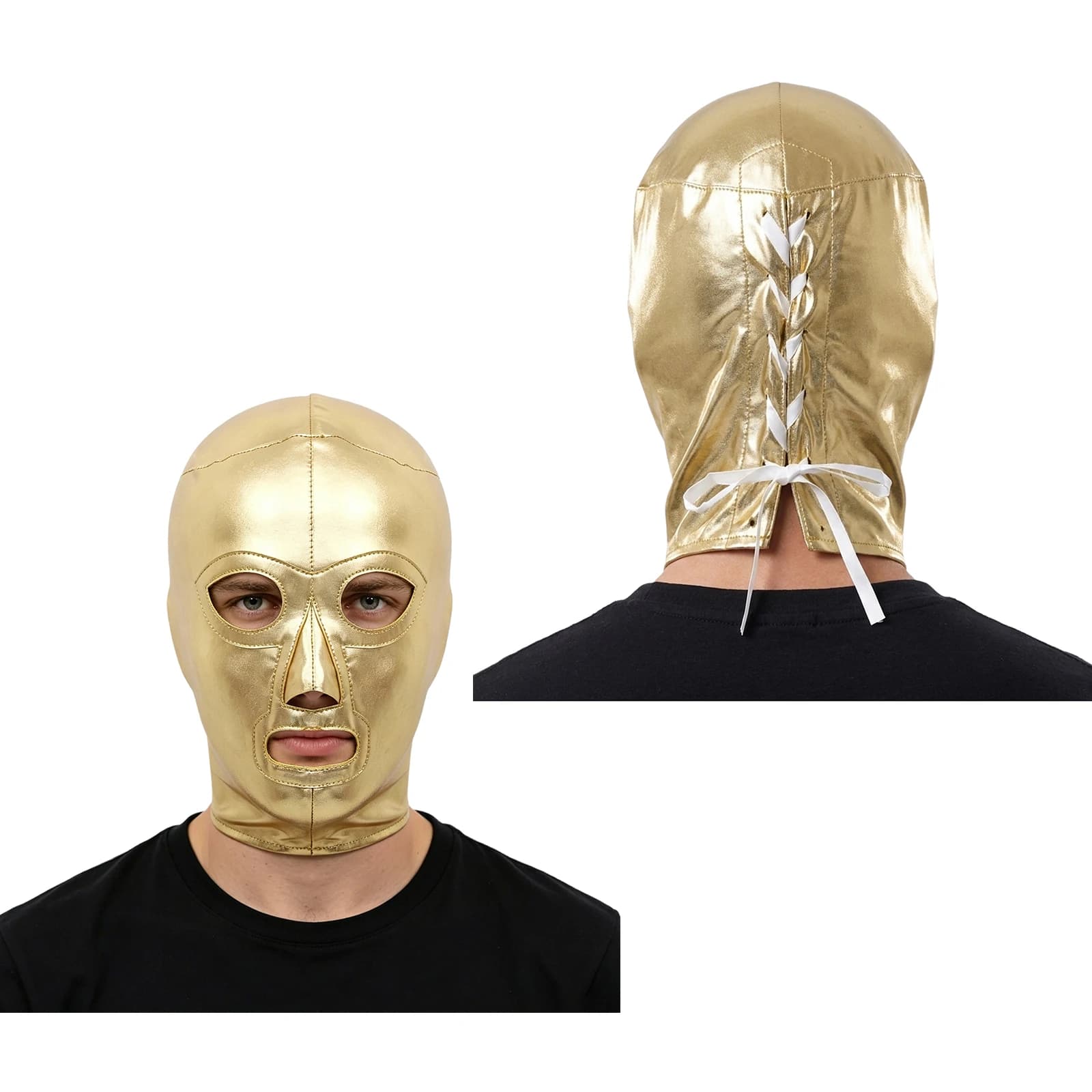 Masques de Cosplay de Lutte pour Hommes, Couvre-têtes Métalliques Brillants Style Mexicain Lucha Lib