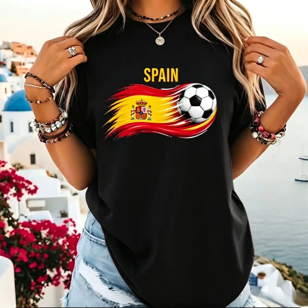 T-shirt de football drapeau espagnol, chemise esthétique patriotique espagnole, vêtements pour fans