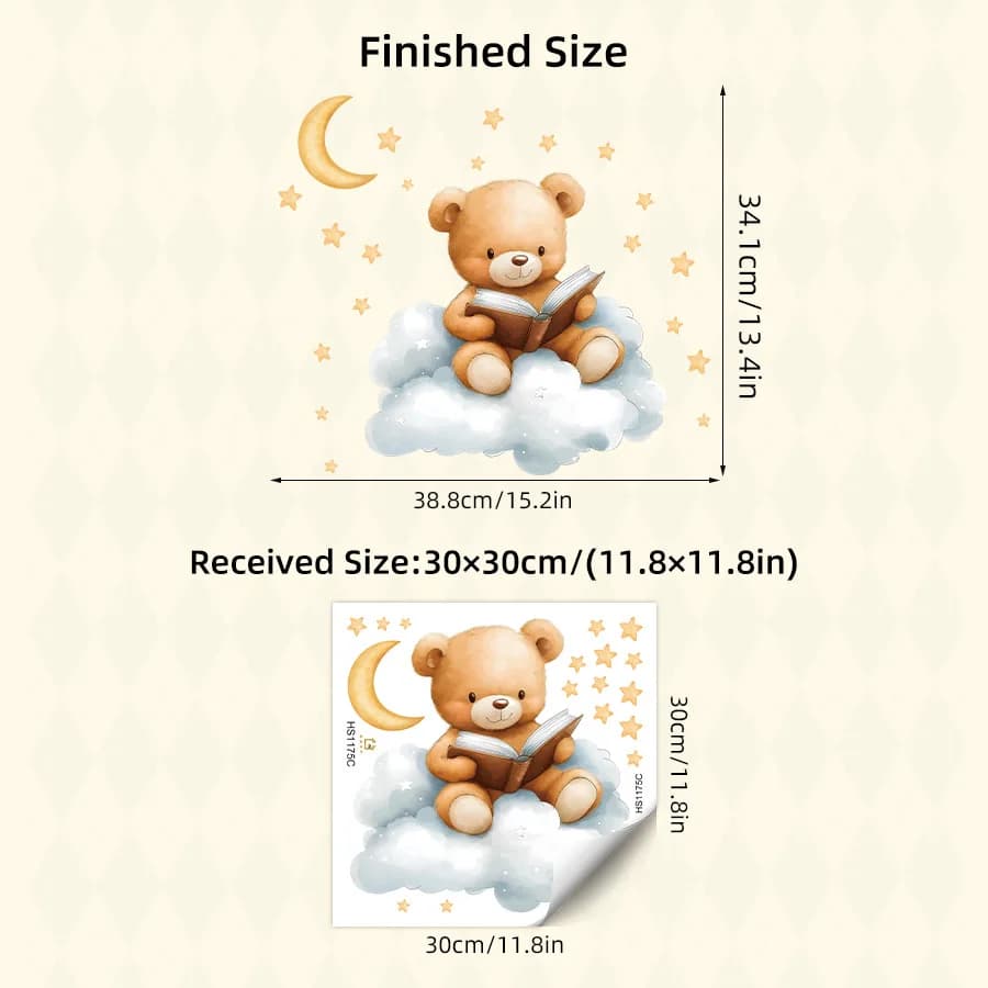 Autocollants muraux mignons ours lune étoile pour chambres d'enfants, décoration de chambre de bébé,