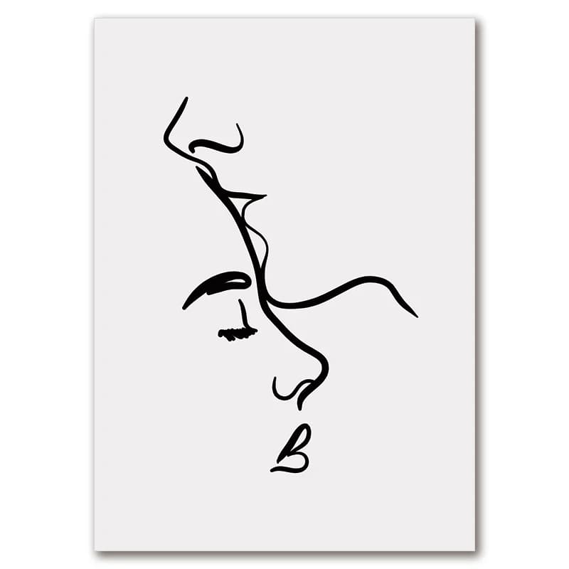 Affiches de ligne de Couple d'amour romantique, peinture sur toile et imprimés, images d'art murales