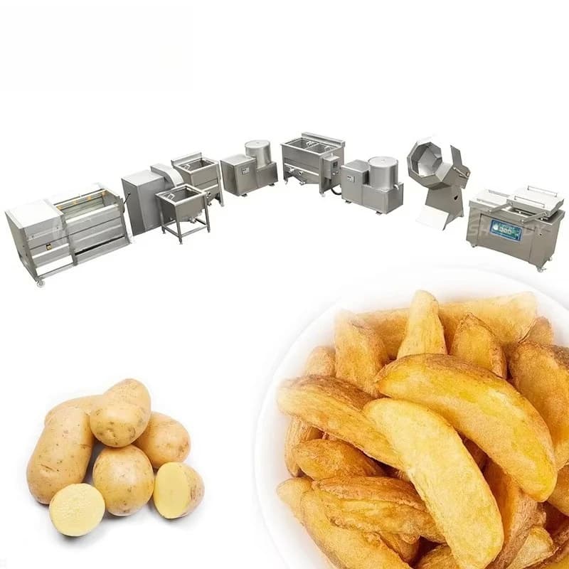 Ligne de production de chips, bâtonnets et flocons de pommes de terre et de manioc frais à petite éc
