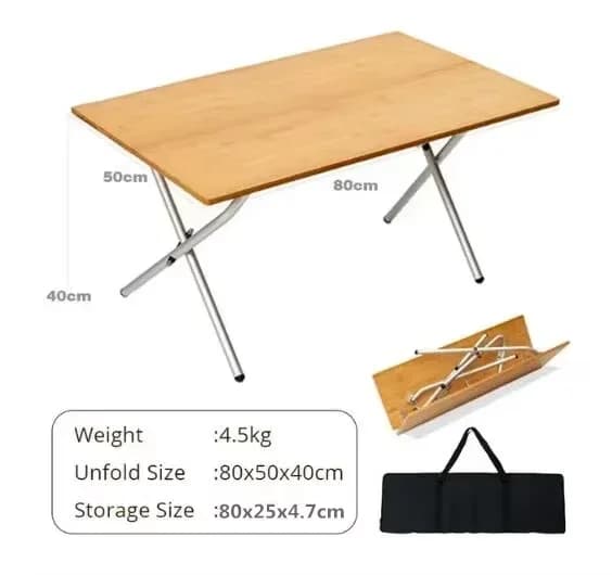 MOUNTAINHIKER Table pliante en bambou 2/3, table de camping portable, rangement rapide, table de rep