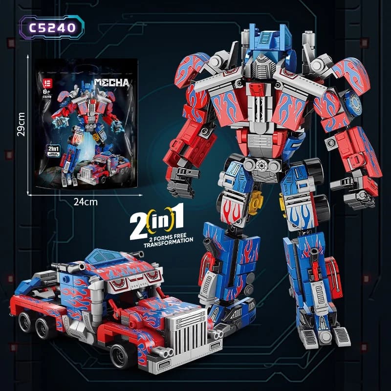 Robot transformable Optimus Prime pour enfants, véhicule de construction, blocs de construction, jou
