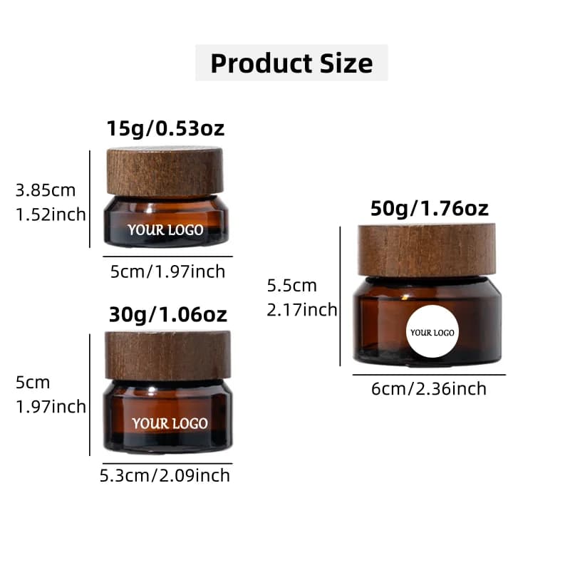 【Personnalisation du logo】 autocollants 20 pièces 15/30/50g pot de crème avec couvercle en bois marr