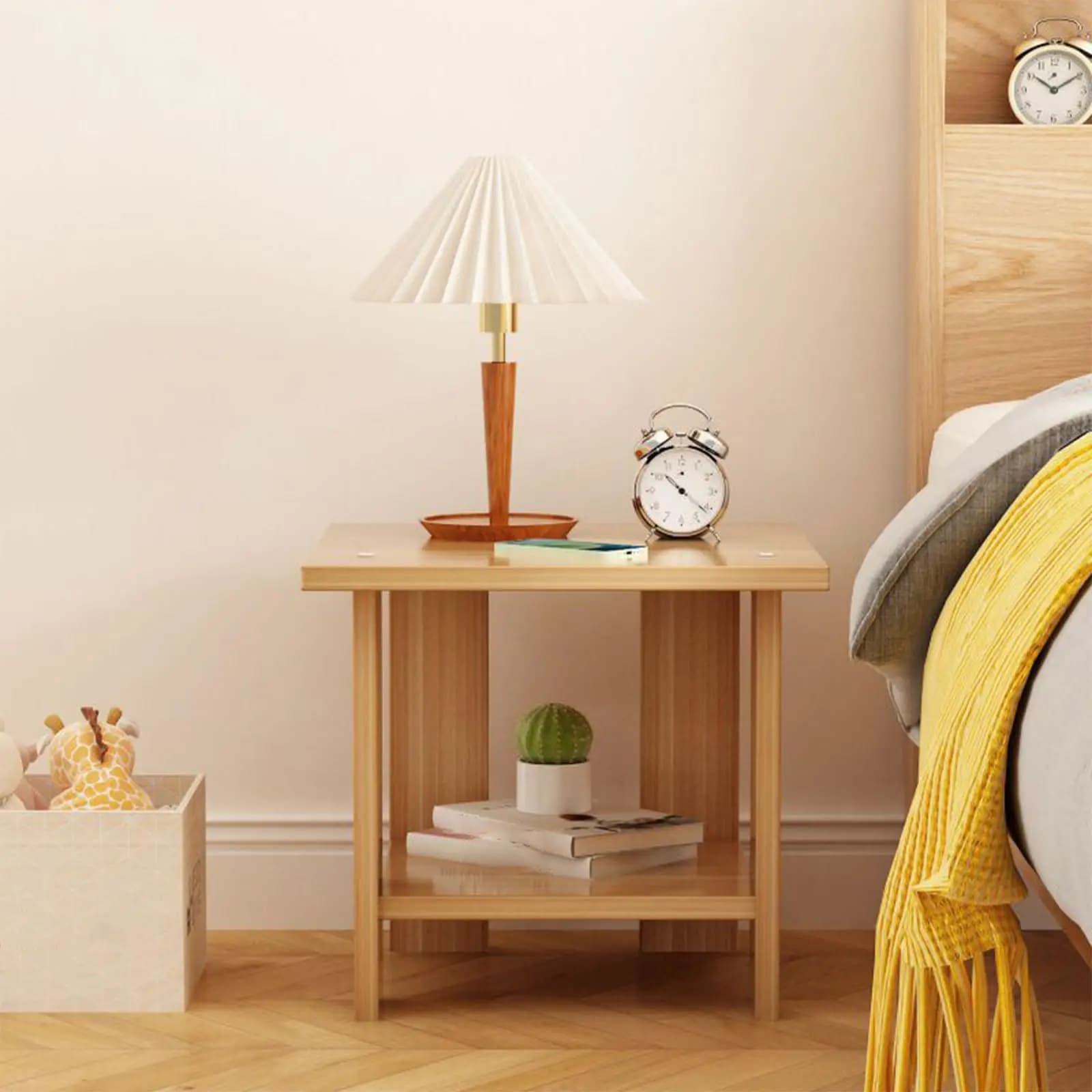 Table d'appoint Double couche en bois, multifonctionnelle, robuste, moderne, légère, pour lampes, té