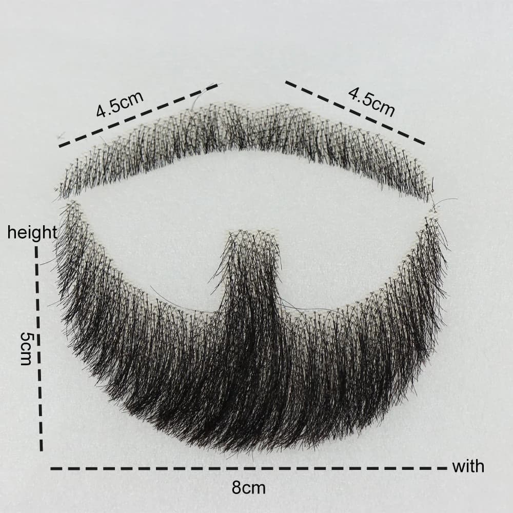 Faux visage noir barbe moustache pour hommes cheveux humains naturels Invisible dentelle suisse marr