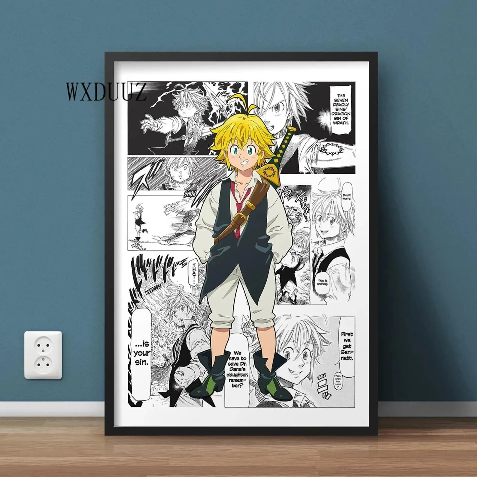 Affiche de dessin animé japonais les sept péchés capitaux, peinture sur toile esthétique, tableau d'