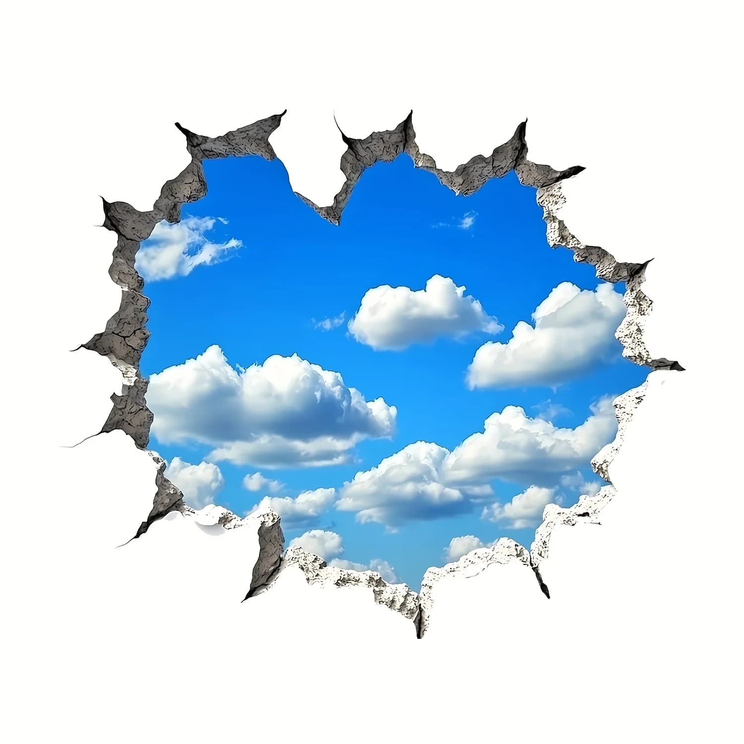 Lot de 2 autocollants muraux en forme de cœur brisé, thème ciel bleu, idéal pour chambre à coucher, 