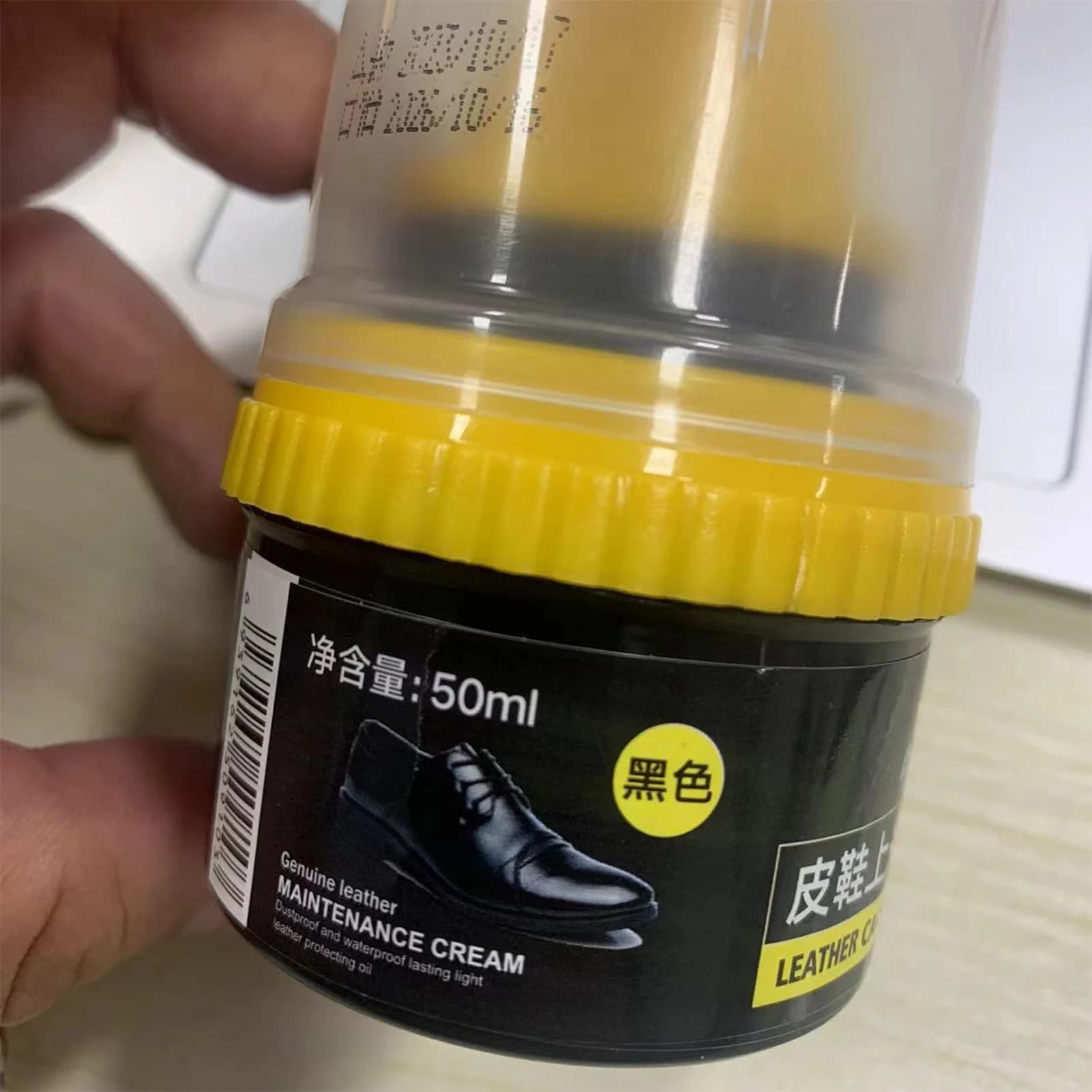 Crème à chaussures avec brosse, protège le cuir des rayures et des meubles, éclaircit et raye