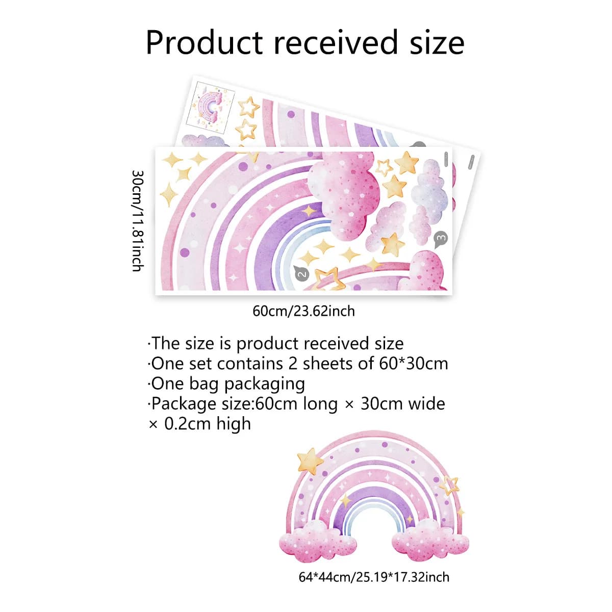 Autocollant Mural Coloré Arc-en-ciel, Étoiles, Nuage, pour Chambre d'Enfant et de Bébé, Décoration d