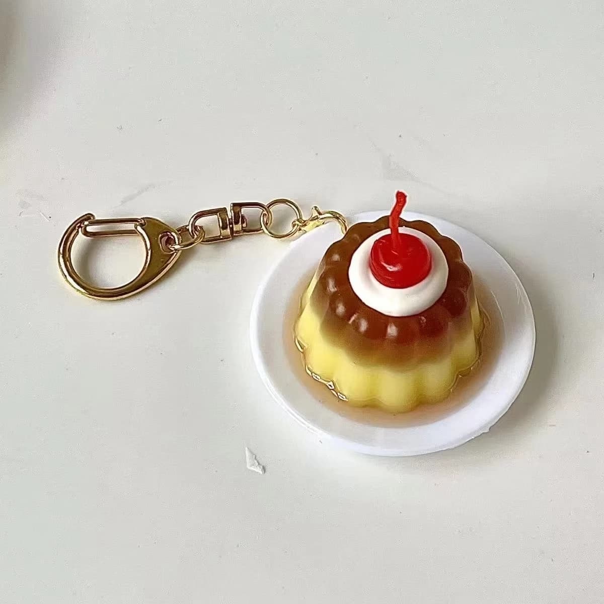 Porte-clés Pudding Froid, Petit Pendentif, Accessoires Photo, Pudding à la Crème Simulé pour Cadeau 