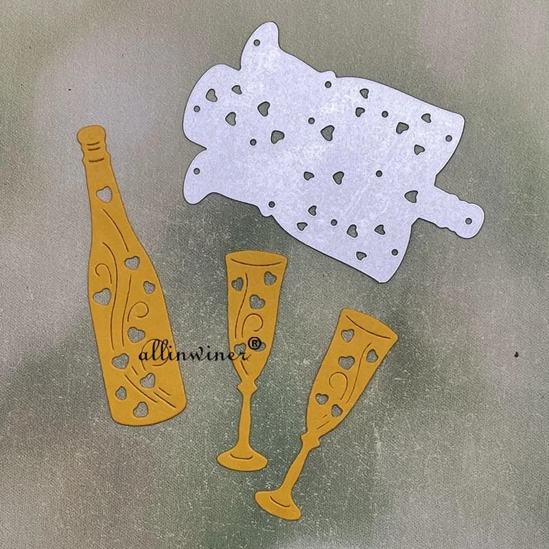 Matrices de découpe en métal et pochoirs pour verre de champagne, pour scrapbooking DIY, album, cart
