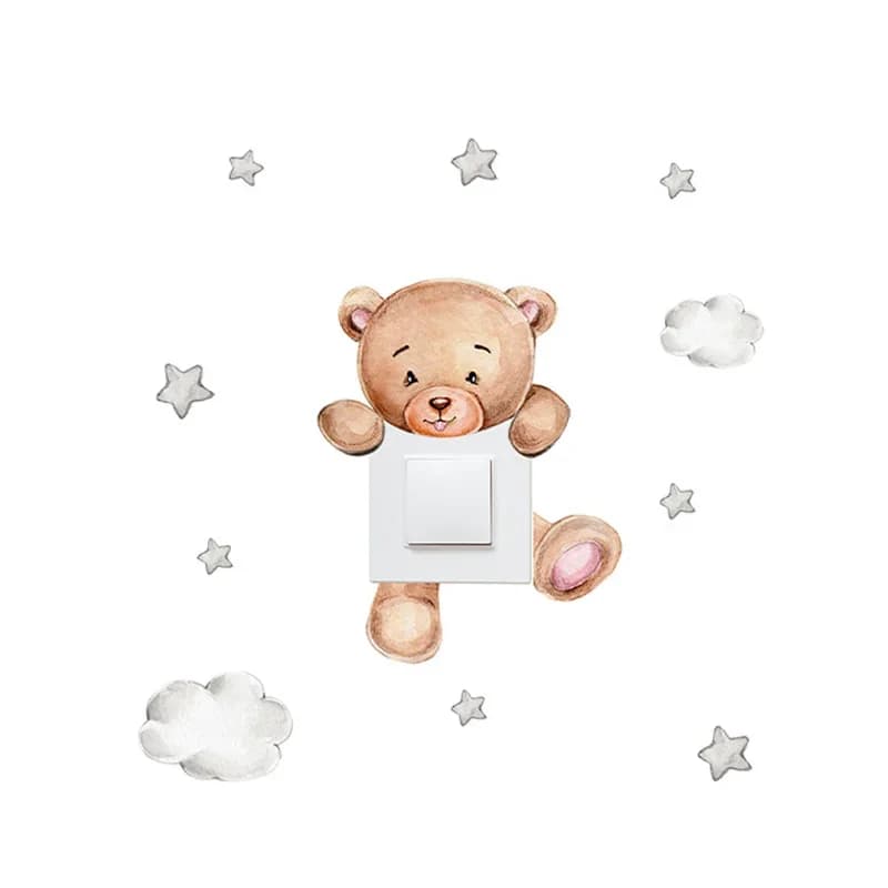 Autocollants muraux mignons Girafe Ours Éléphant Étoile pour Chambre d'Enfant Bébé Décoration Murale