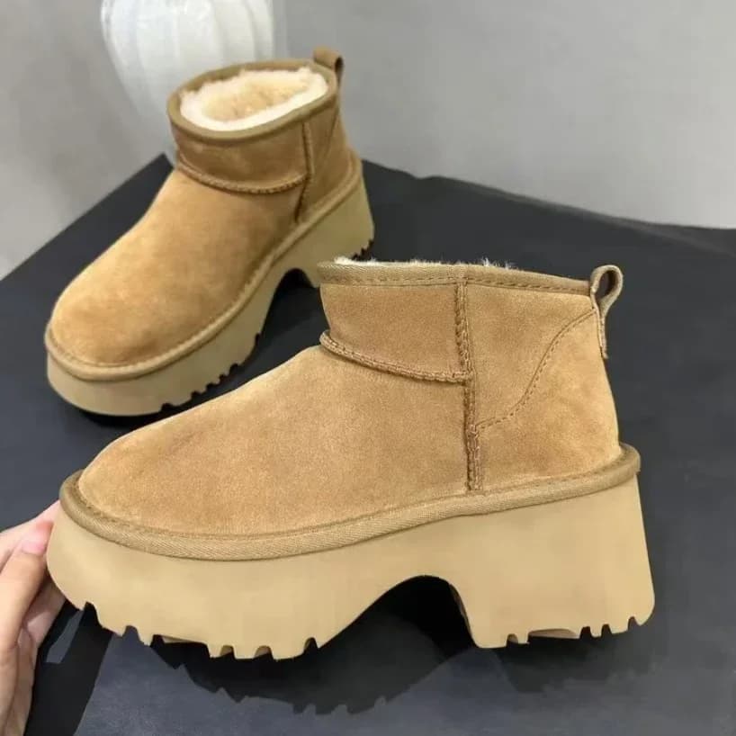 Bottes courtes en peau de mouton et laine intégrée pour femmes, style sirène, optique astronomique, 