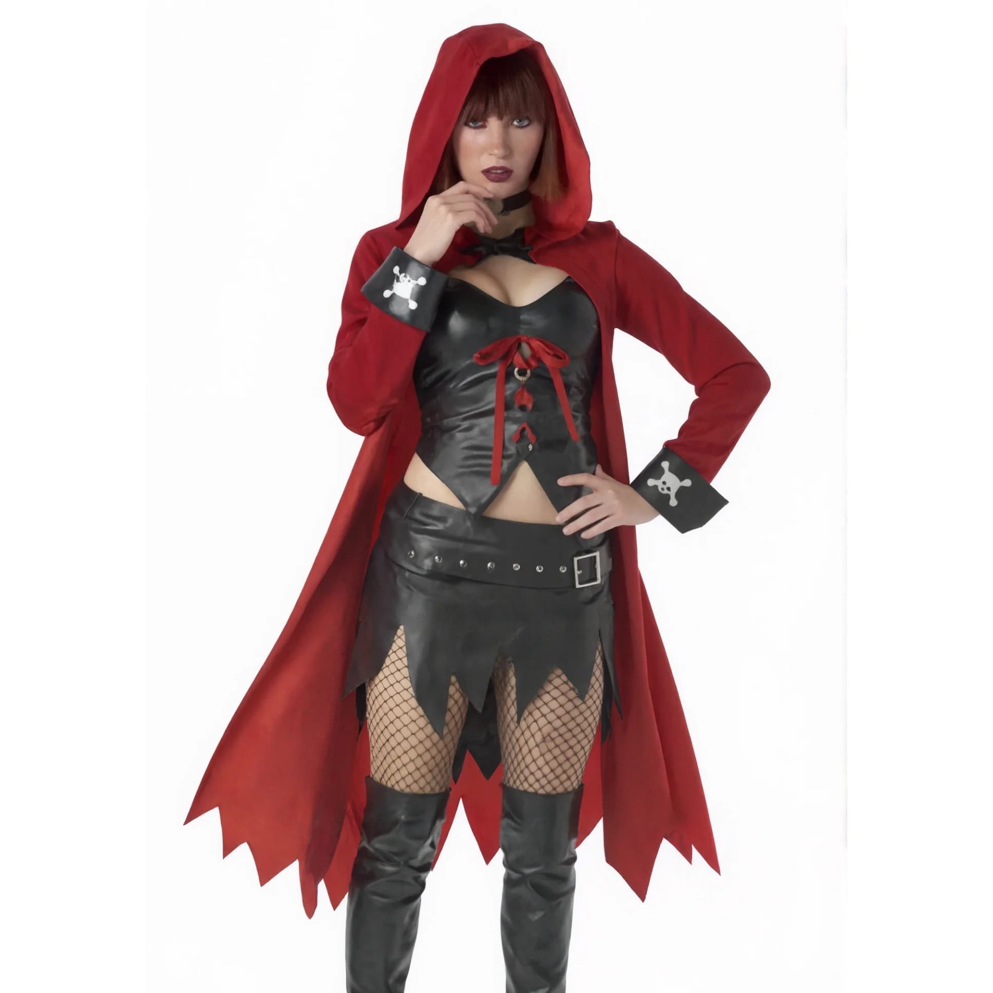 Robe de costume d'Halloween pour adulte - comprend une bustier noir en microsède texturé rouge, mini