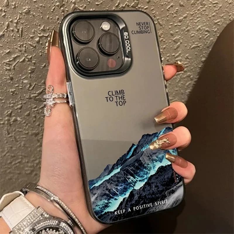 Coque de téléphone Paysage Montagne enneigée Coucher de soleil pour iPhone 17 16e 16 15 14 mini Pro 
