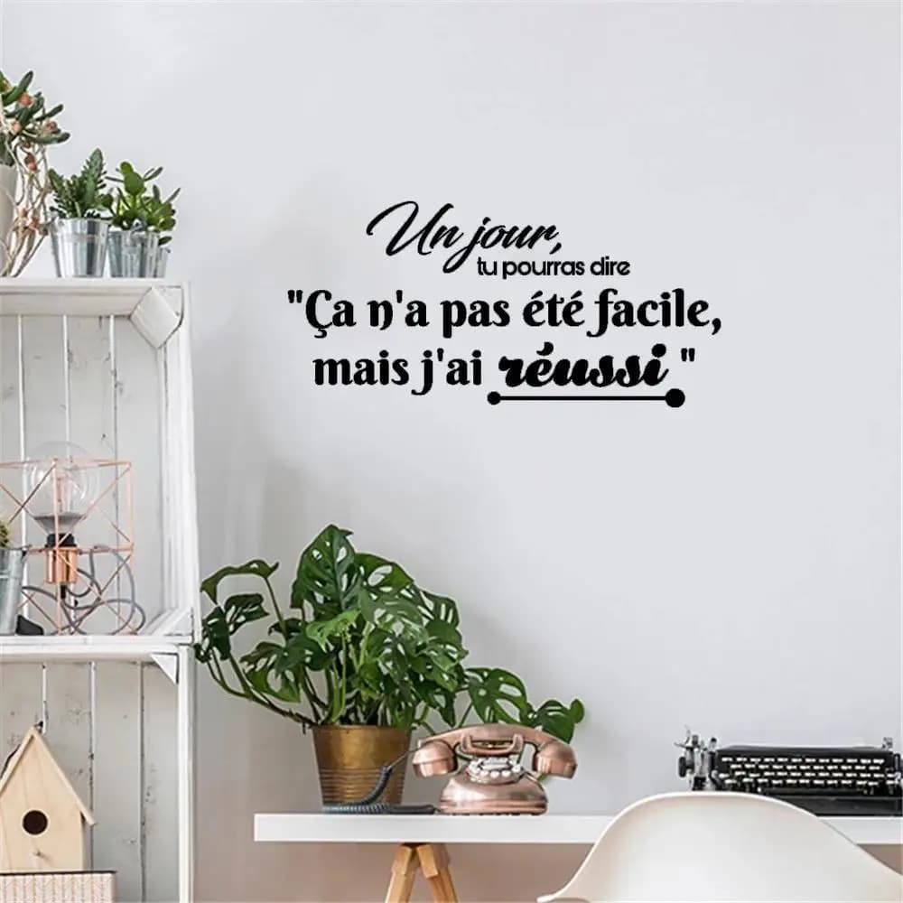Autocollant mural avec phrase française, 1 pièce, stickers muraux étanches, papier peint à faire soi