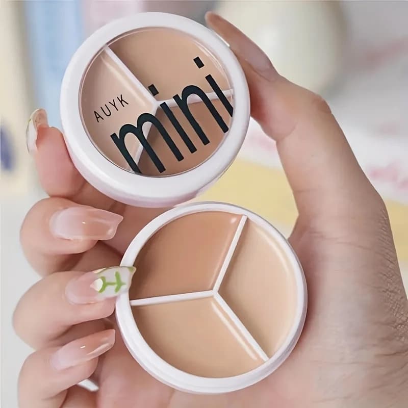 Palette anti-cernes crémeuse à 3 nuances – Couverture complète pour les cernes et les imperfections,