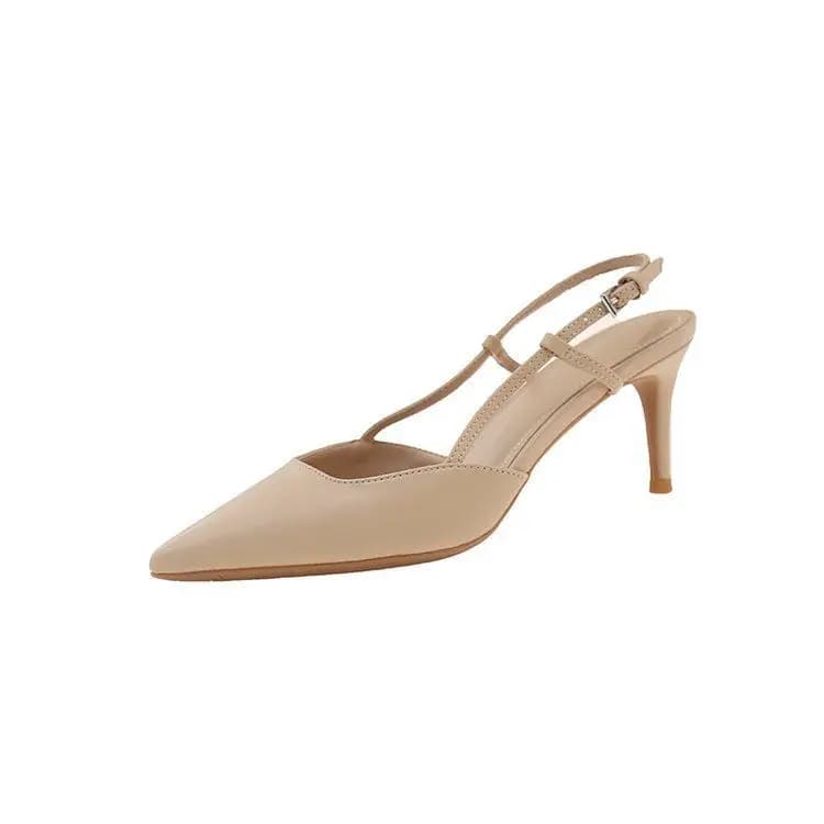 Sandales à talons hauts à bout pointu couleur nude pour femme, nouvelle collection 2025, sensation d
