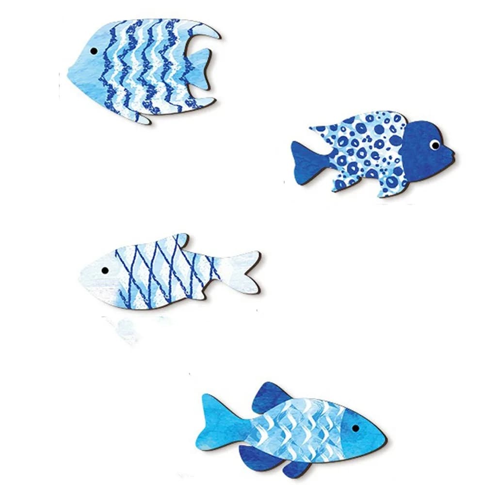 Décoration murale en bois style marin, thème océan, banc de poissons, décoration suspendue, sculptur