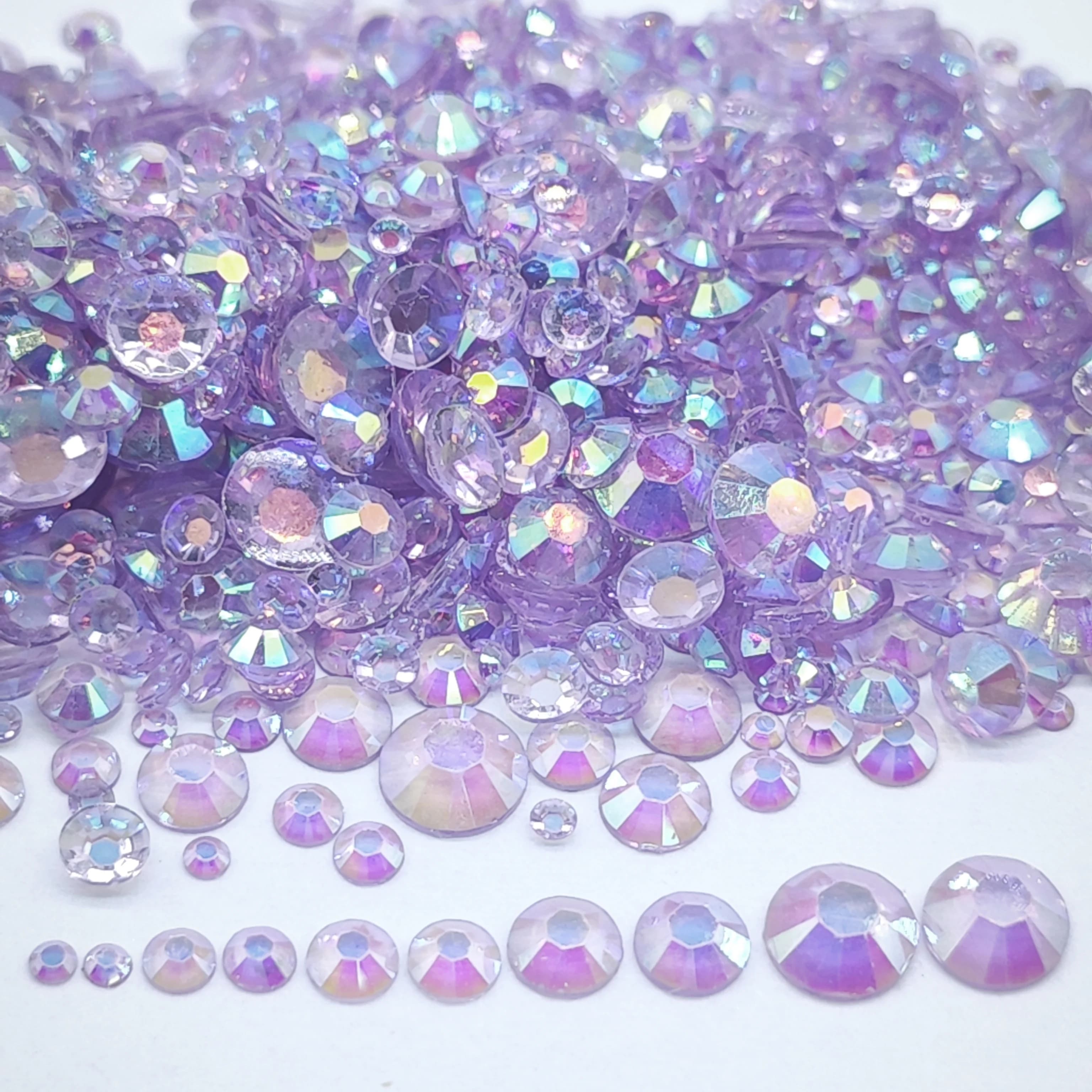 2000 pièces de strass en résine transparente à dos plat, mélangées, de 2 à 6 mm, pour nail art et DI