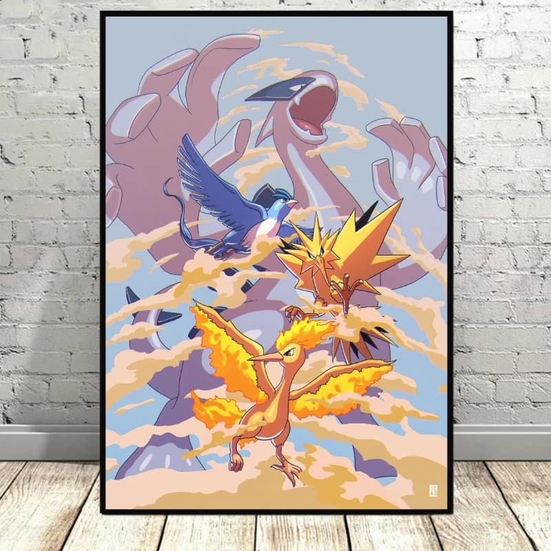 Magnifique ensemble d'impressions murales Pokémon - Pikachu et ses amis en action, variété Eeveeluti