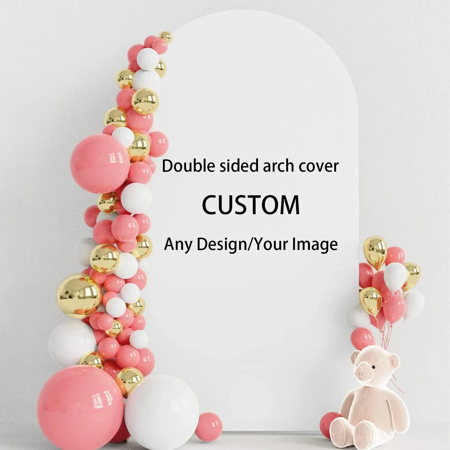 Mehofond fond personnalisé arc 2 faces ajusté rond dessus couvre anniversaire mariage bébé douche cé
