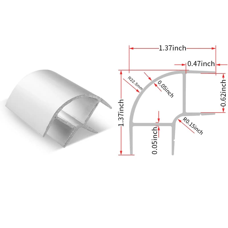 Armoire Murale d'Angle en Aluminium de 50cm, Profilé d'Angle Assressentipour Salon, Caravane