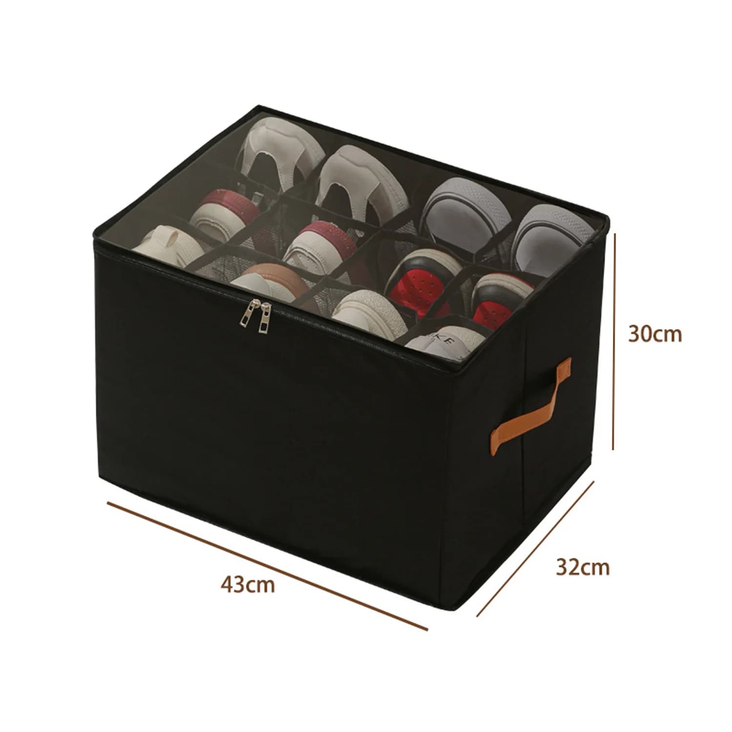 Organisateur de rangement pour chaussures, sac de rangement pliable en tissu avec poignées et couver
