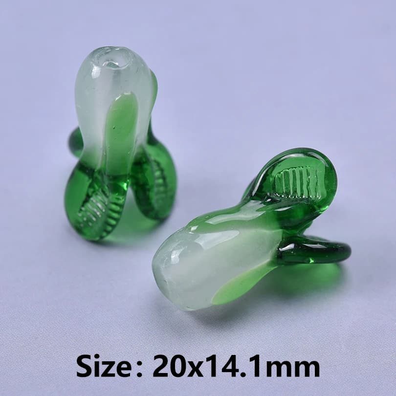 Pendentif en verre végétal vert chou chinois, breloque pour la fabrication de bijoux, perles, boucle