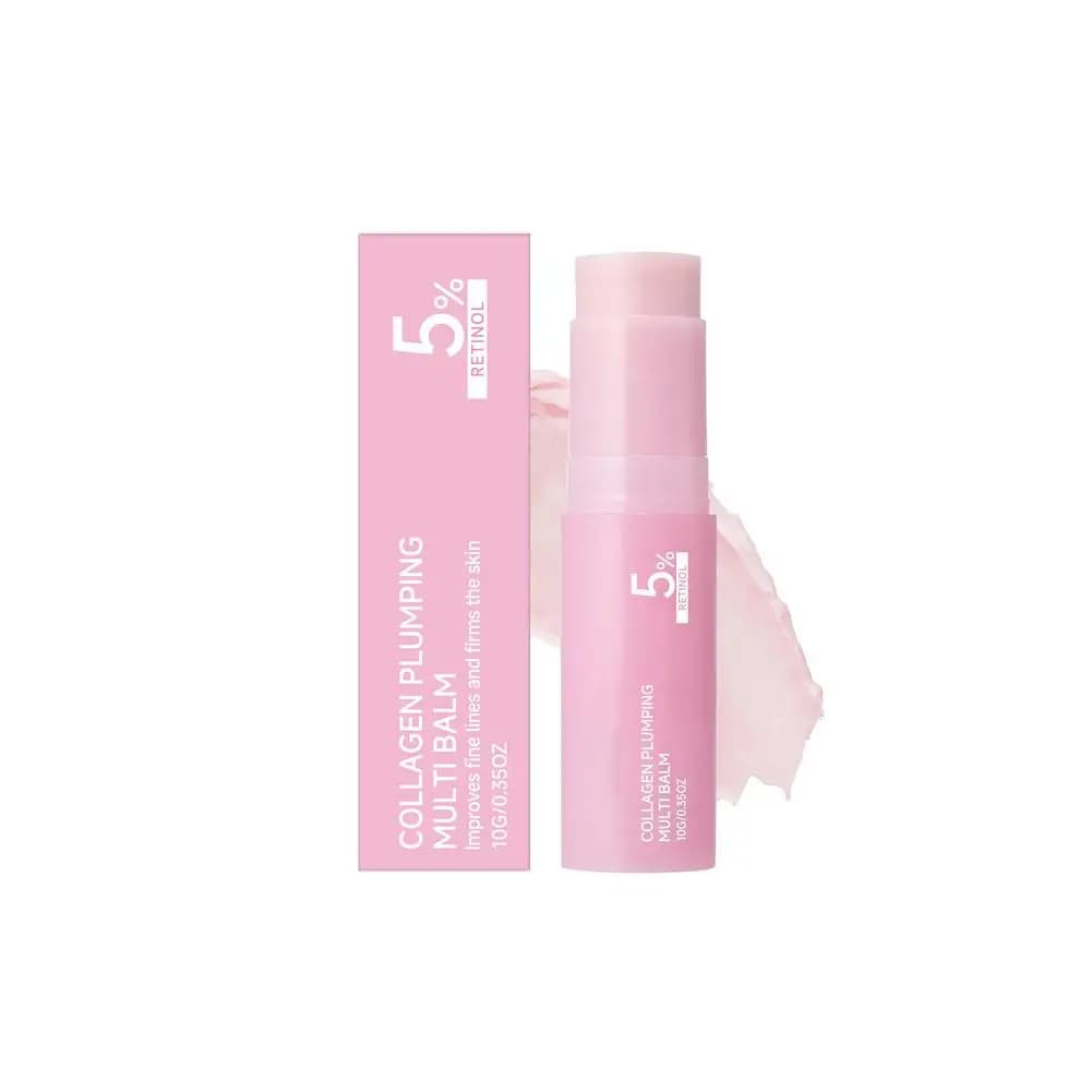 Baume multi-usages repulpant au collagène rose 10g, soin coréen original portable, améliore les ridu
