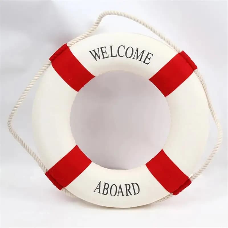 Bouée de sauvetage décorative de bienvenue de Style nautique, rouge et bleu, décoration murale de pl