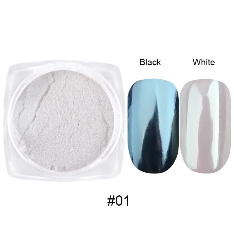 Poudre de vernis à ongles chromé, blanc perle, sirène, aurore, métallique, néon, arc-en-ciel, poussi
