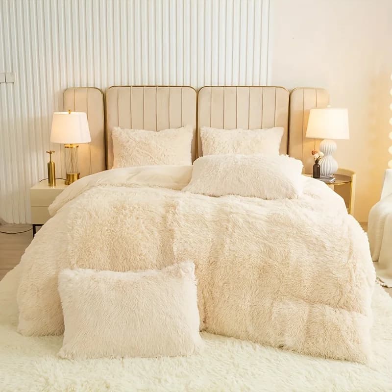 Ensemble de housse de couette luxueux en peluche 3 pièces – Literie confortable et douce, parfaite p