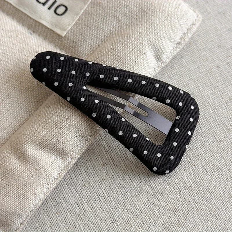 Pince à cheveux triangulaire à pois pour filles, nouveaux accessoires de cheveux en tissu pour frang