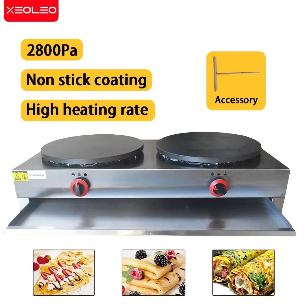 XEOLEO Machine à crêpes professionnelle Double plaques poêle à crêpes au gaz 40CM une Machine à crêp