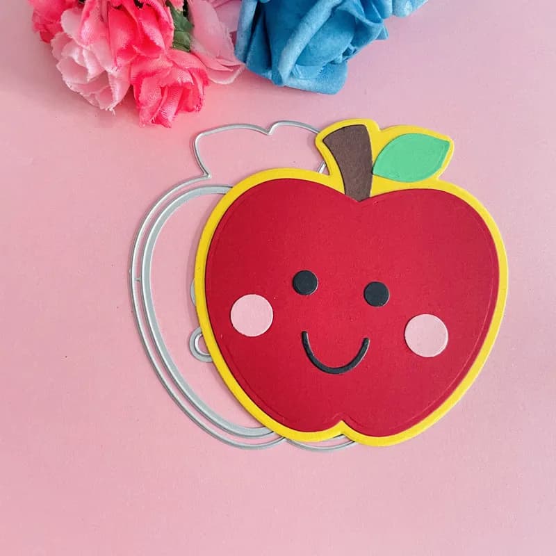 Matrices de découpe en métal, fruits mignons, pomme, sourire, visage, décoration, bricolage, Scrapbo