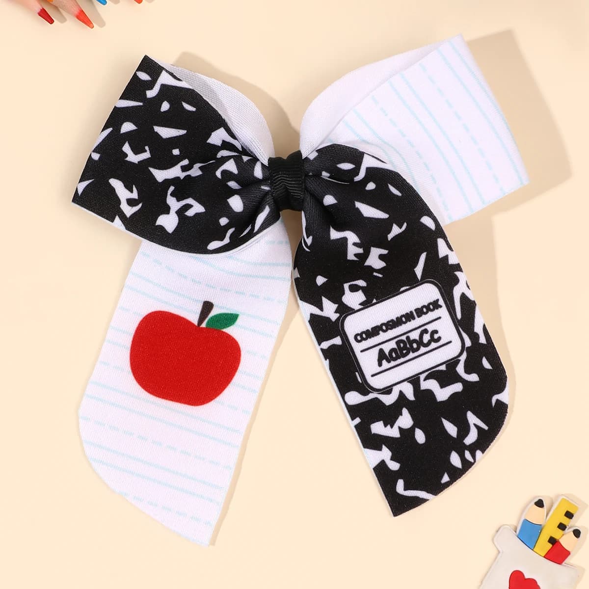 Barrette à cheveux classique faite à la main pour filles, motif crayon, accessoire pour uniforme sco