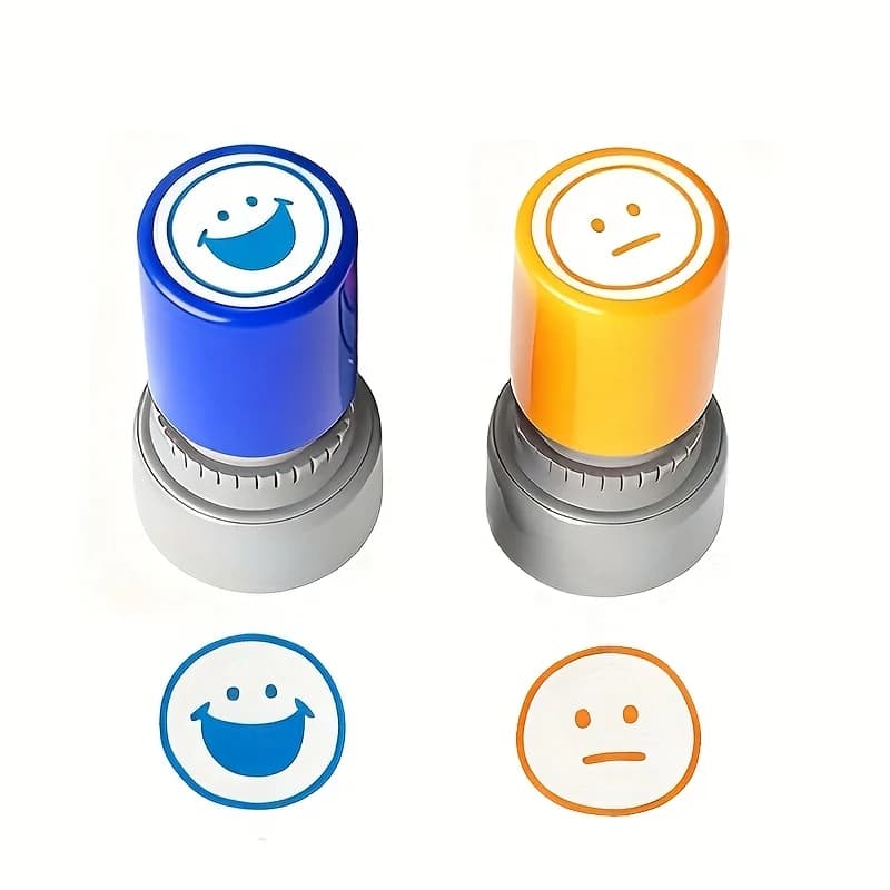 2 tampons multicolores visage souriant pour salles de classe, familles, enseignants, parents, rétroa