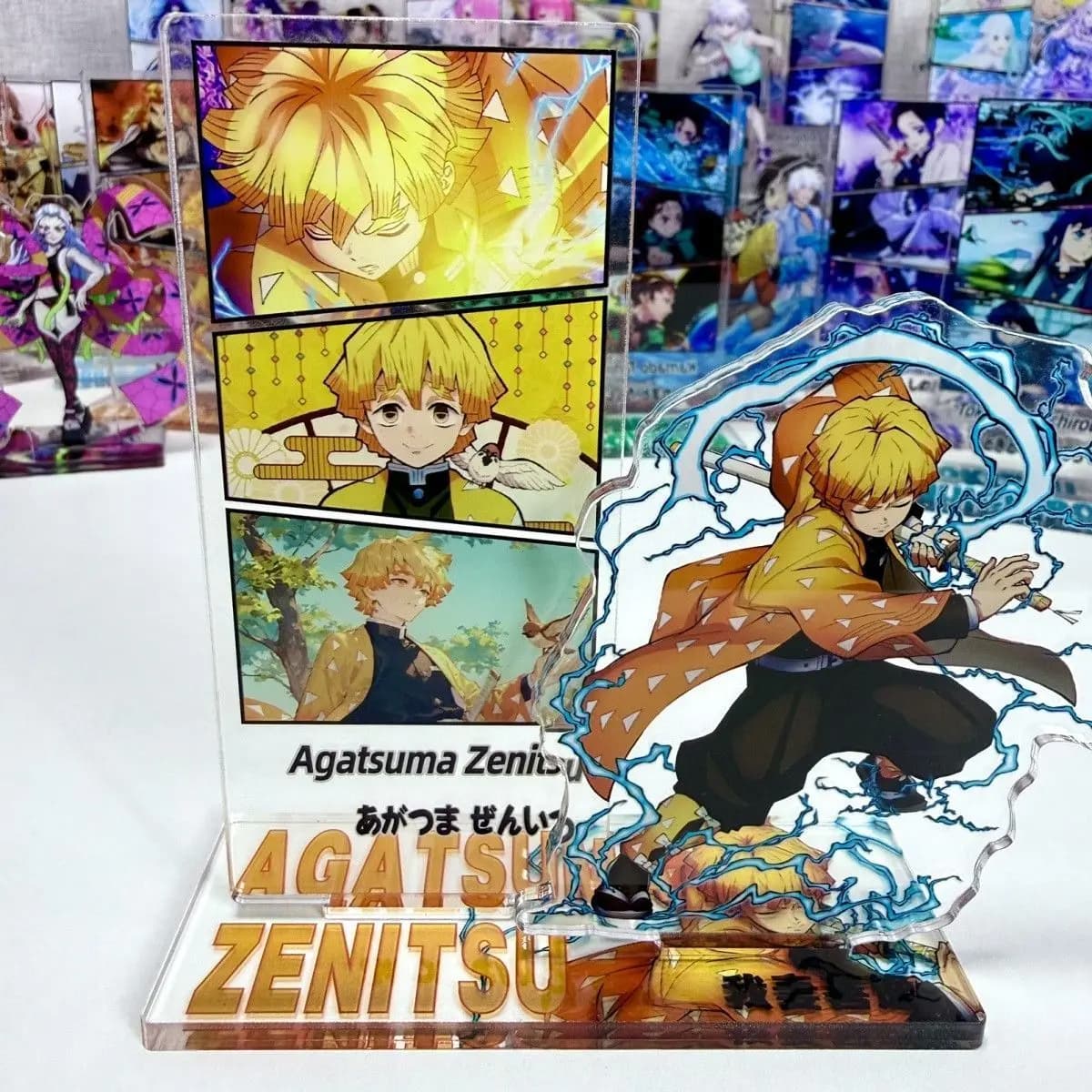 Affiche murale en acrylique Anime Demon Slayer Agatsuma Zenitsu - Décoration de bureau mignonne en d