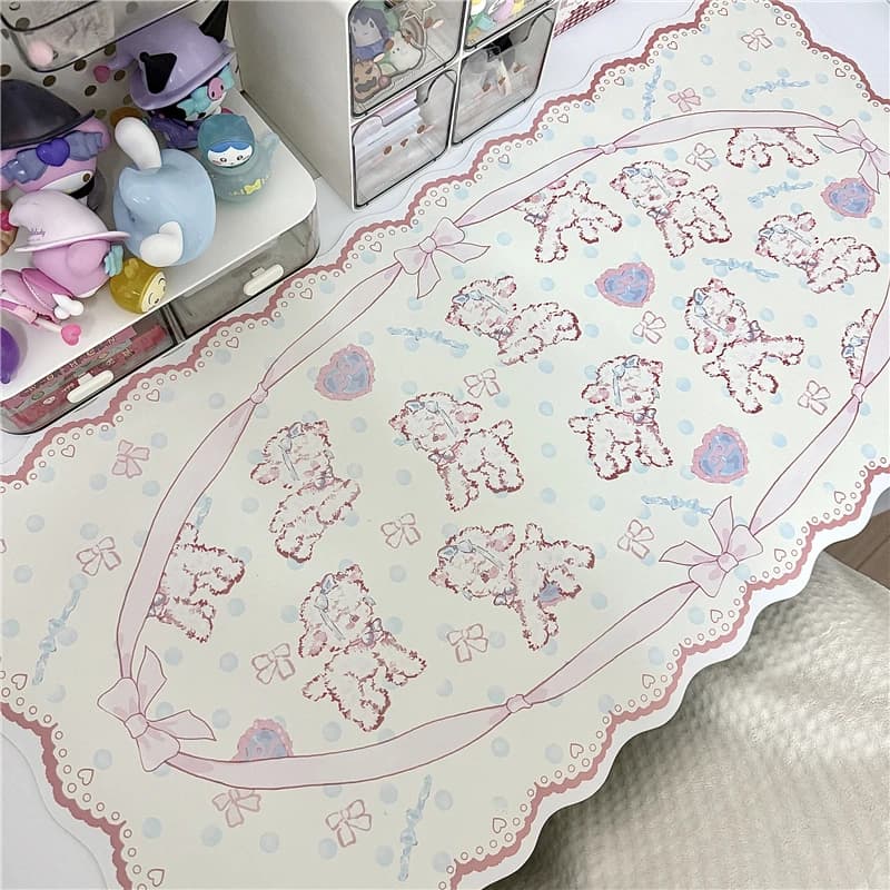Tapis de souris de jeu en cuir d'agneau pour filles, napperon mignon, table spanTable, bureau, Britv