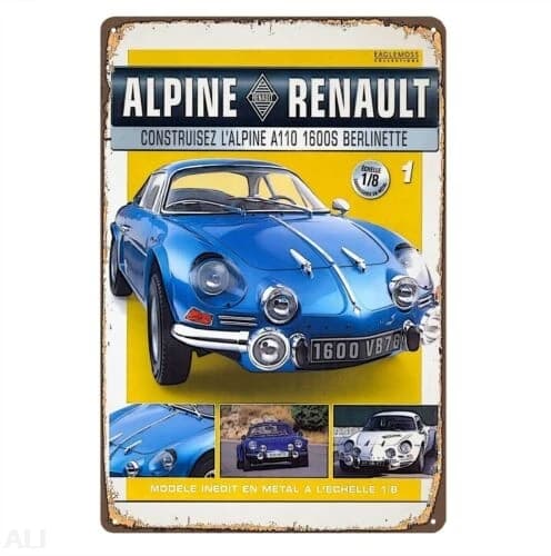 Pancarte métallique Alpine A110 pour voiture, 20x30cm