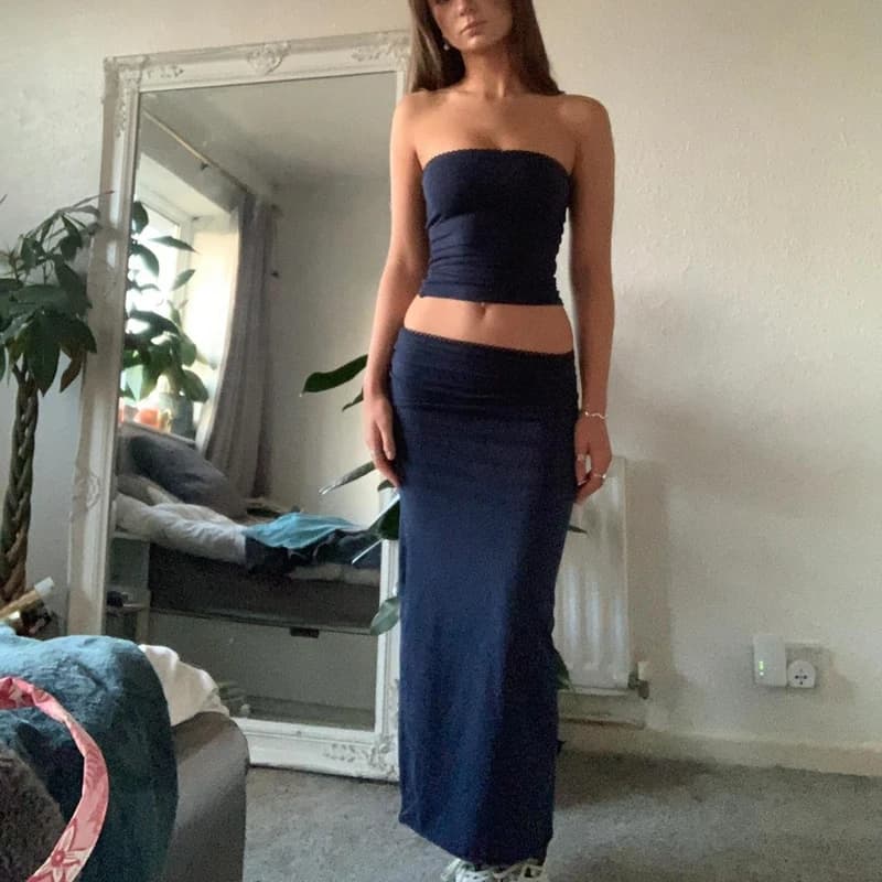 Jupe Longue Chic pour Femme, Tour de Poitrine, Taille Basse, Sans Bretelles, Camis, Crop, Y-Y2K, Fai